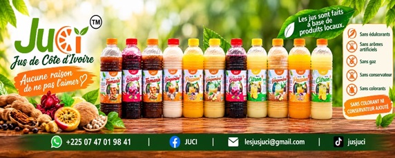 JUCI est une marque de Jus naturel à base de produits locaux africains (fruit de passion, baobab,...)